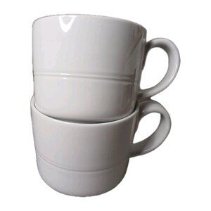 2 Crate & Barrel Aaron Probyn White Coffee Mugs Tea Cups Preowned But Unused